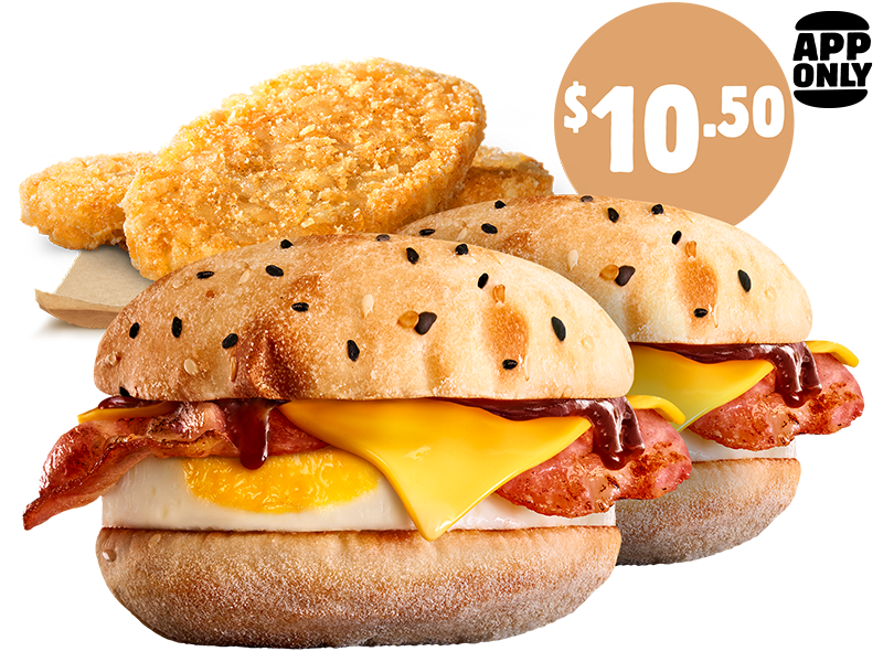 $10.50 2x Bacon & Egg Turkish Brekky Roll + 2 Hash Browns