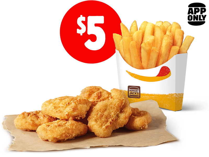 $5 6 Nuggets + Medium Chips