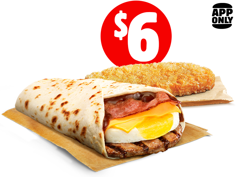 $6 BBQ Brekky Wrap + Hash Brown